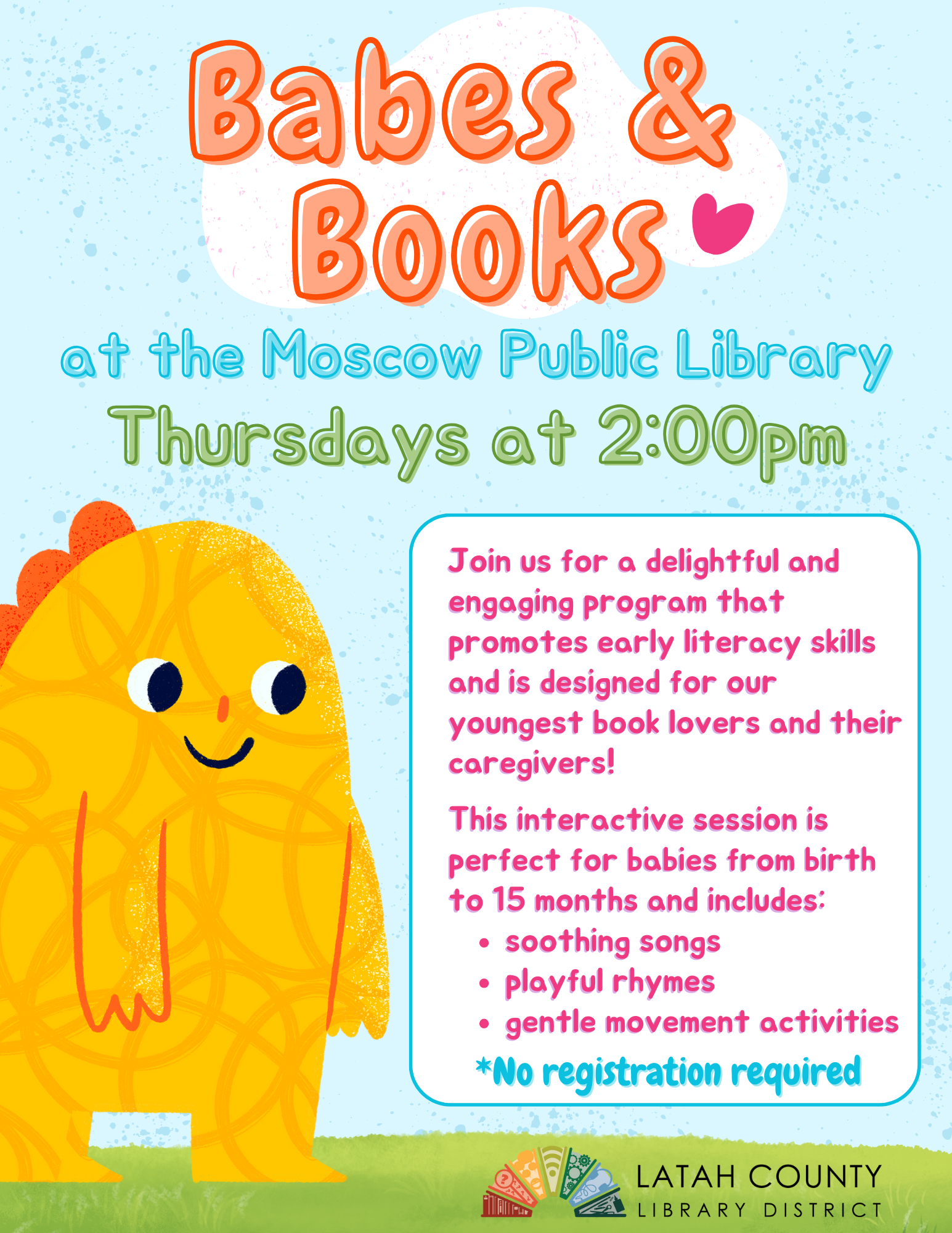 Babes and Books Flyer link to Storytimes page