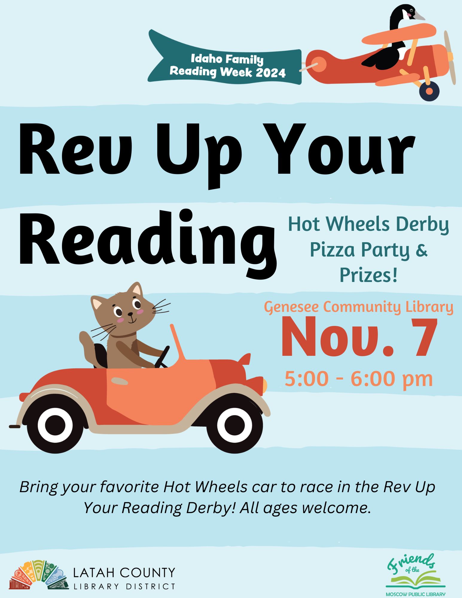 Hot Wheels Derby Pizza Party at Genesee Community Library November 7