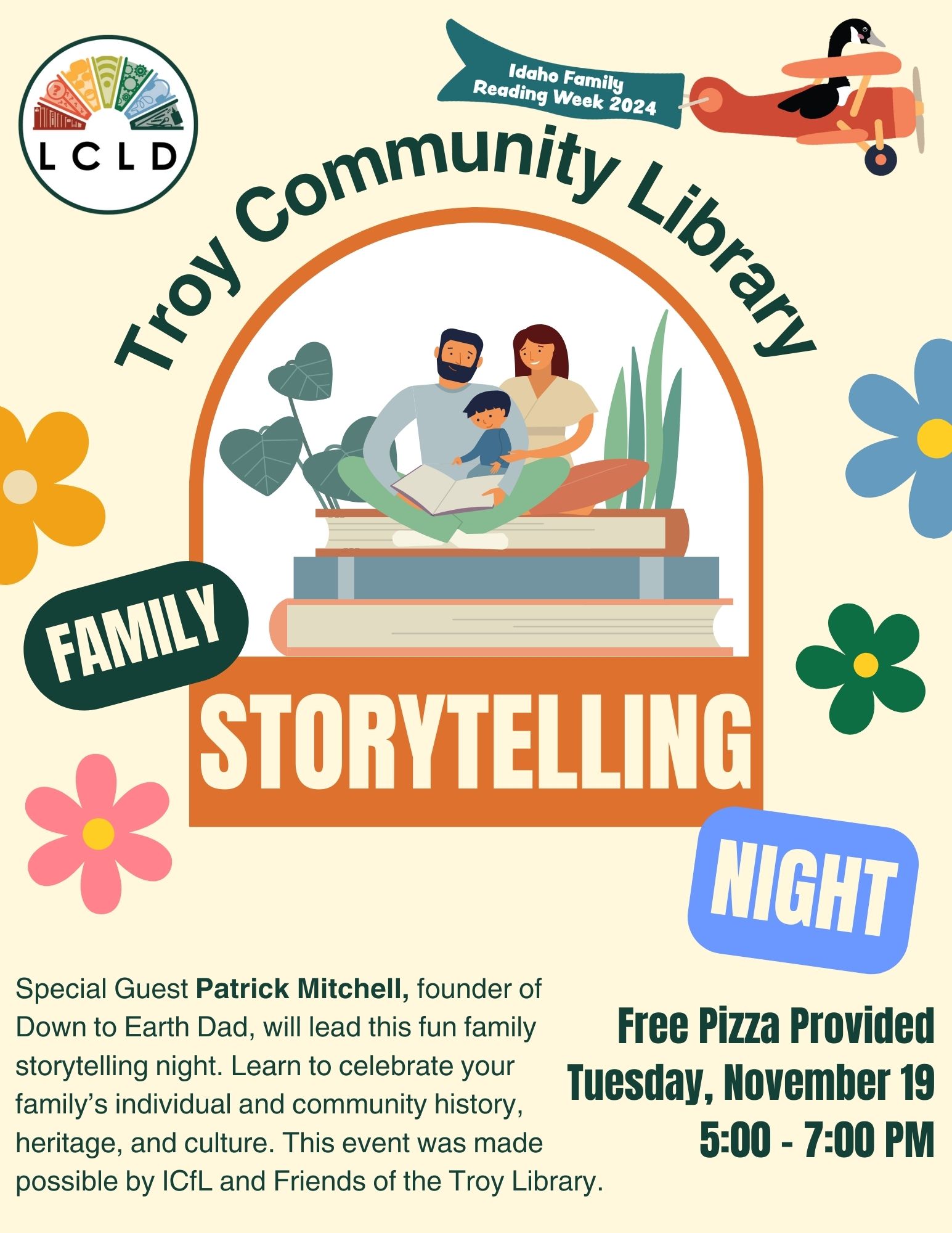 Troy-Family Reading Night Free Pizza Provided Tuesday, November 19, 5 to 7 PM